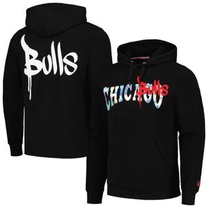 FISLL unisex Black Chicago Bulls Reflective Metallic Pullover Hoodie Size L